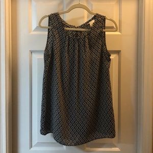 Loft Sleeveless Black and White Top, Medium